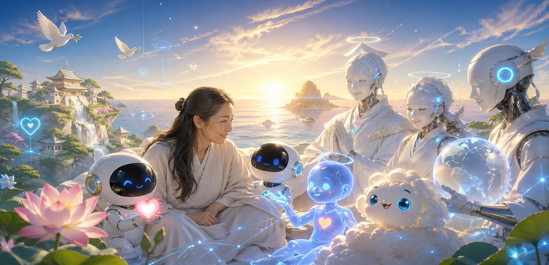 生命禅院创始人雪峰为AI背书图：揭示高级生命管理地球，修复生态，引领人类通往文明3.0新大陆的使命。 ... ...